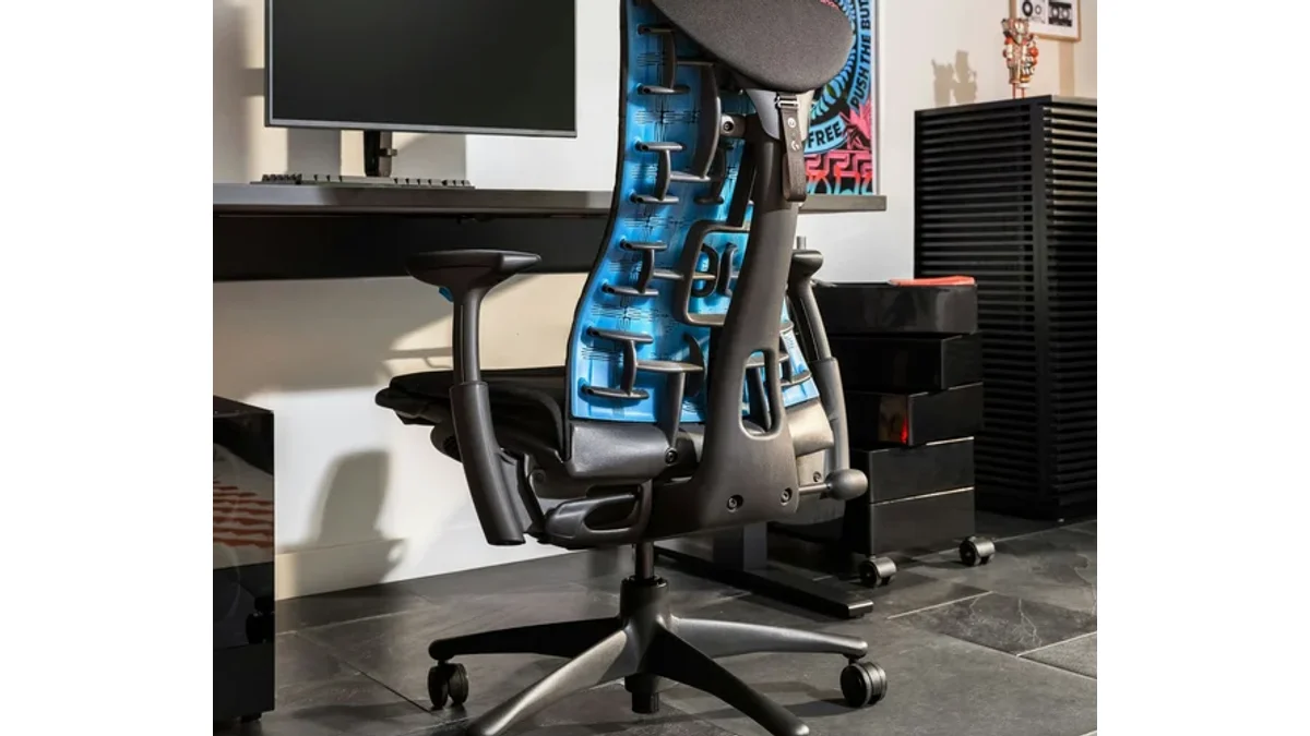 Herman Miller Embody BackFit dynamic pixelated exoskeleton spine closeup
