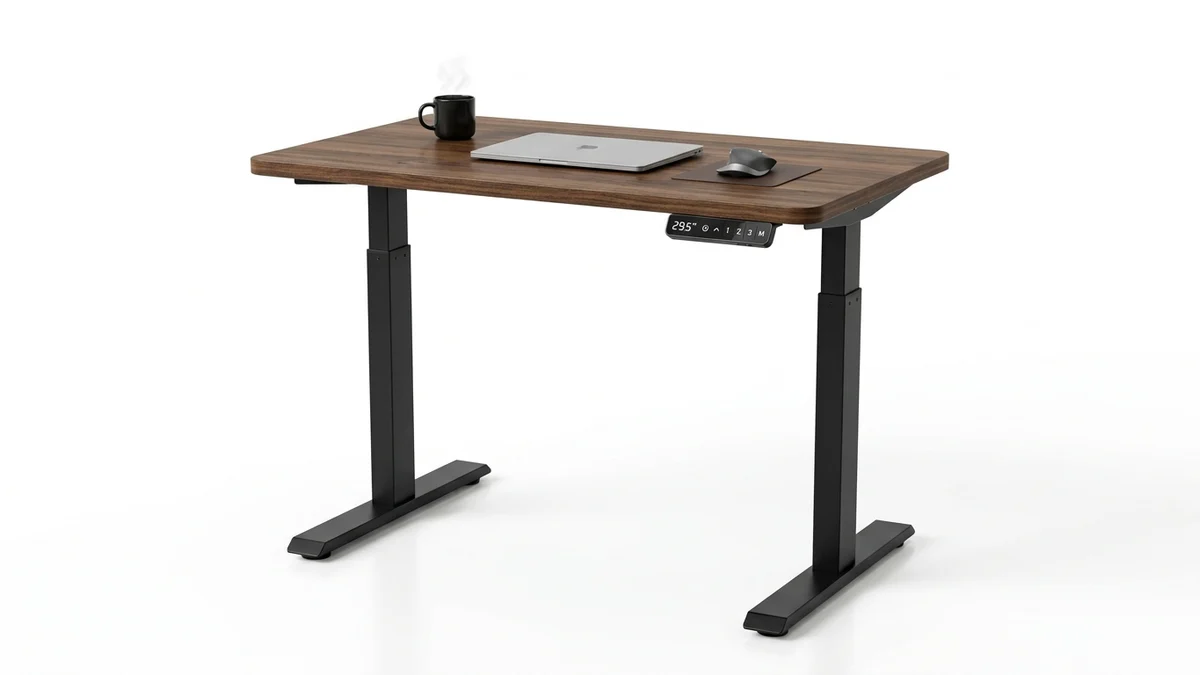 SHW 36-inch petite electric standing desk in tight apartment corner